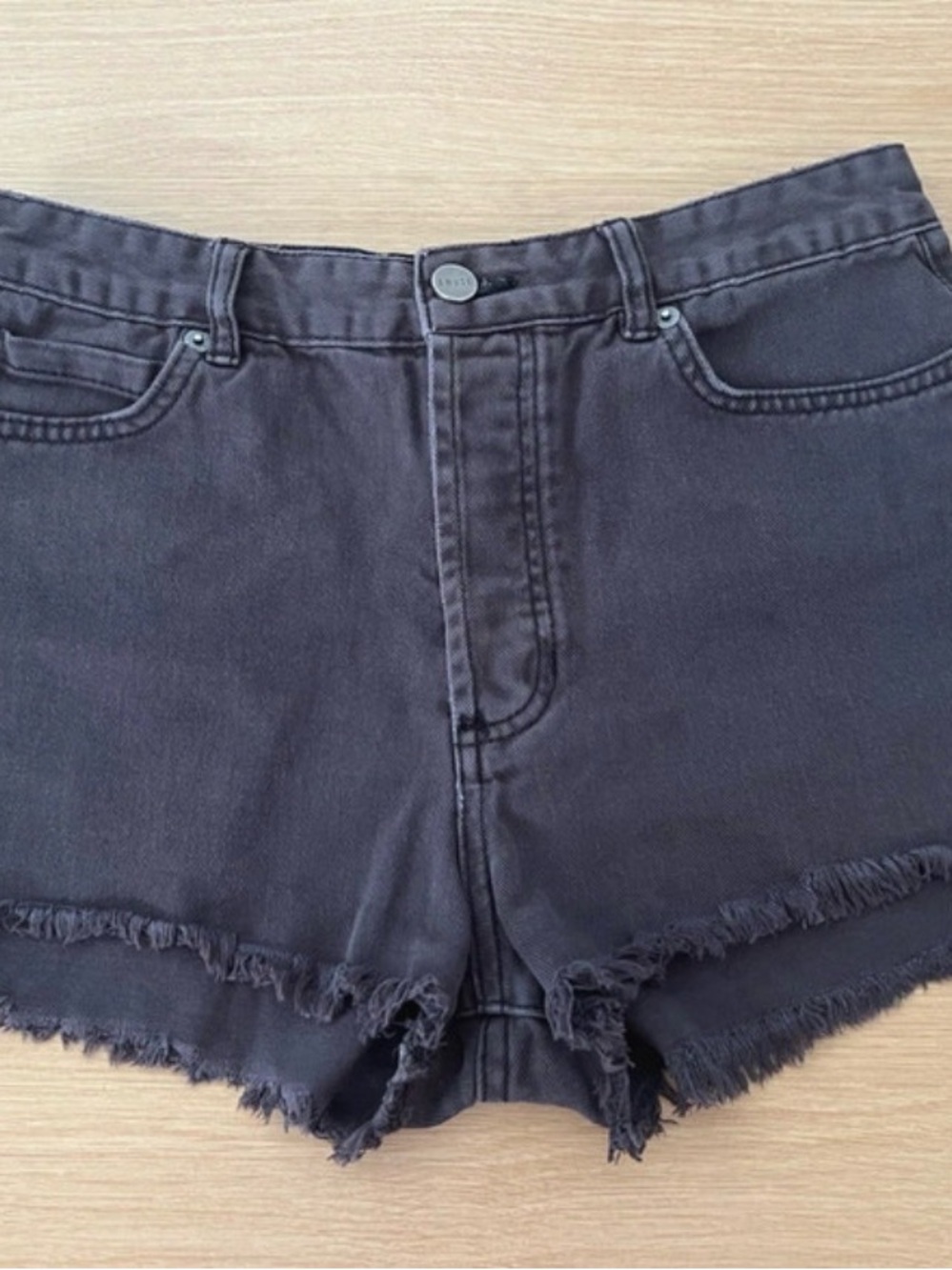 Muse Black Frayed Hem Denim Shorts